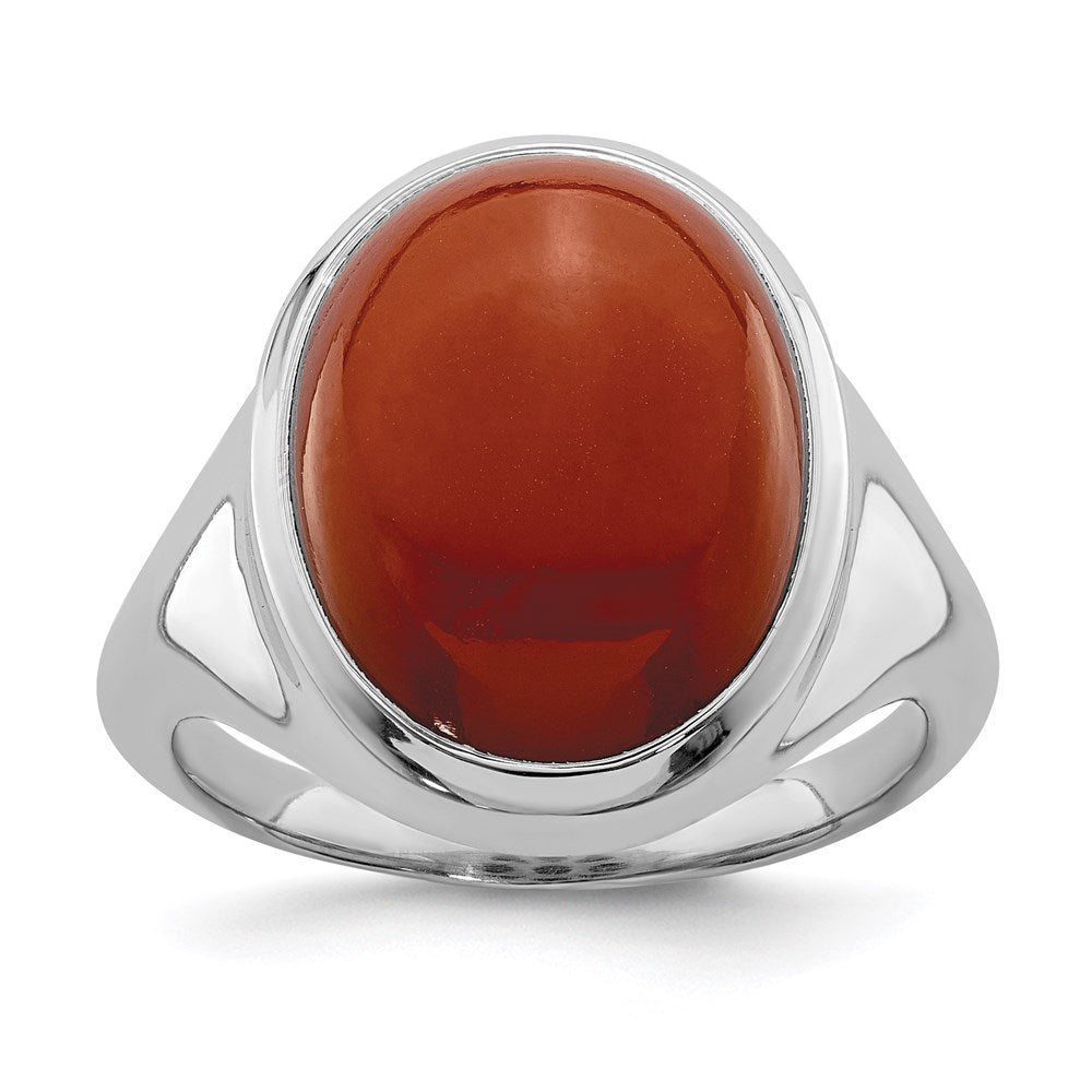 Sterling Silver Rhodium-plated Red Agate Ring - 3