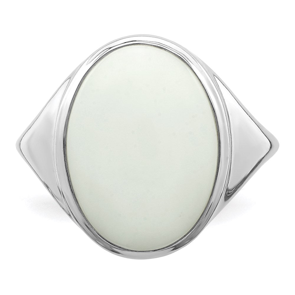 Sterling Silver Rhodium-plated White Agate Ring - 3