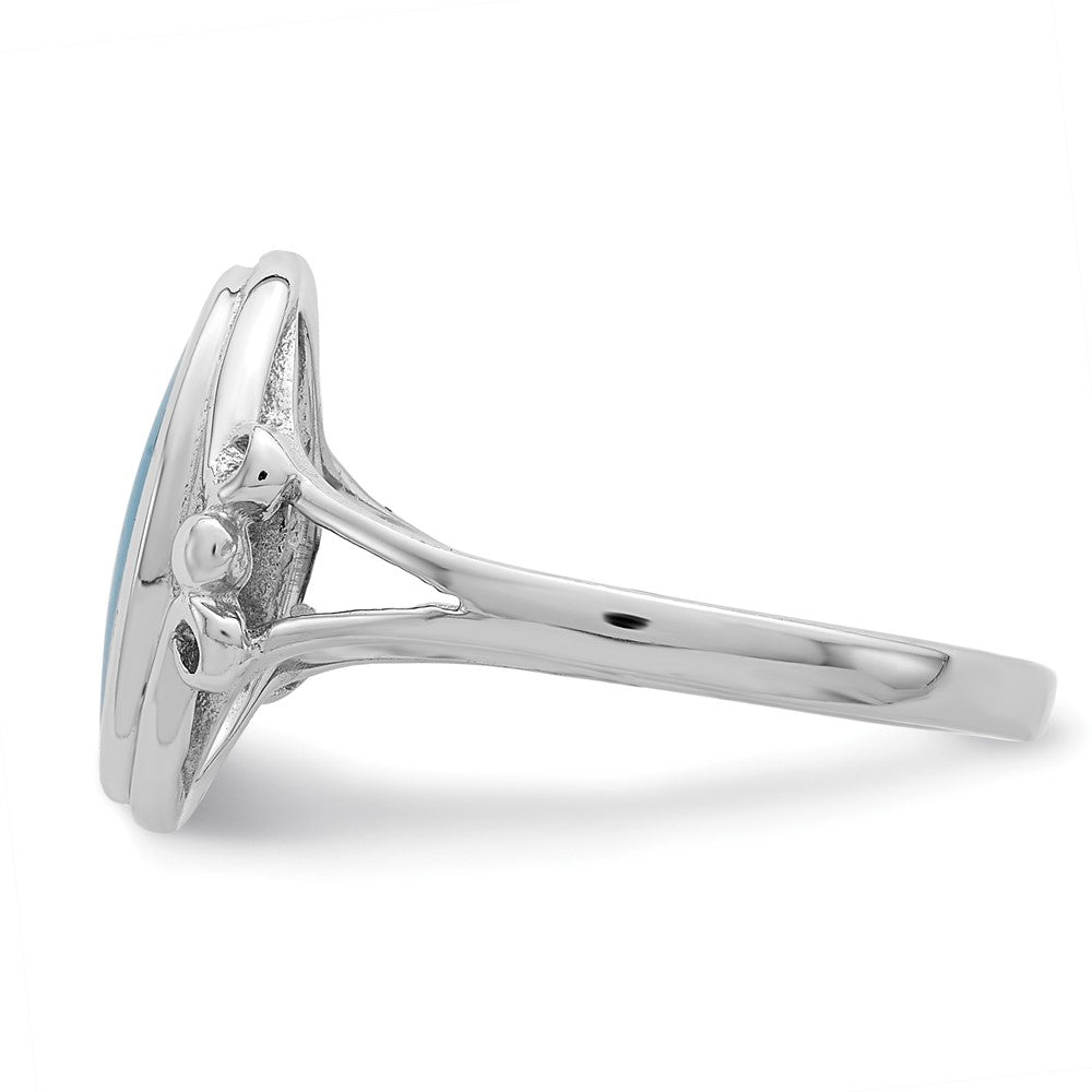 Sterling Silver Rhodium-plated Polished Synthetic Turquoise Ring - 3