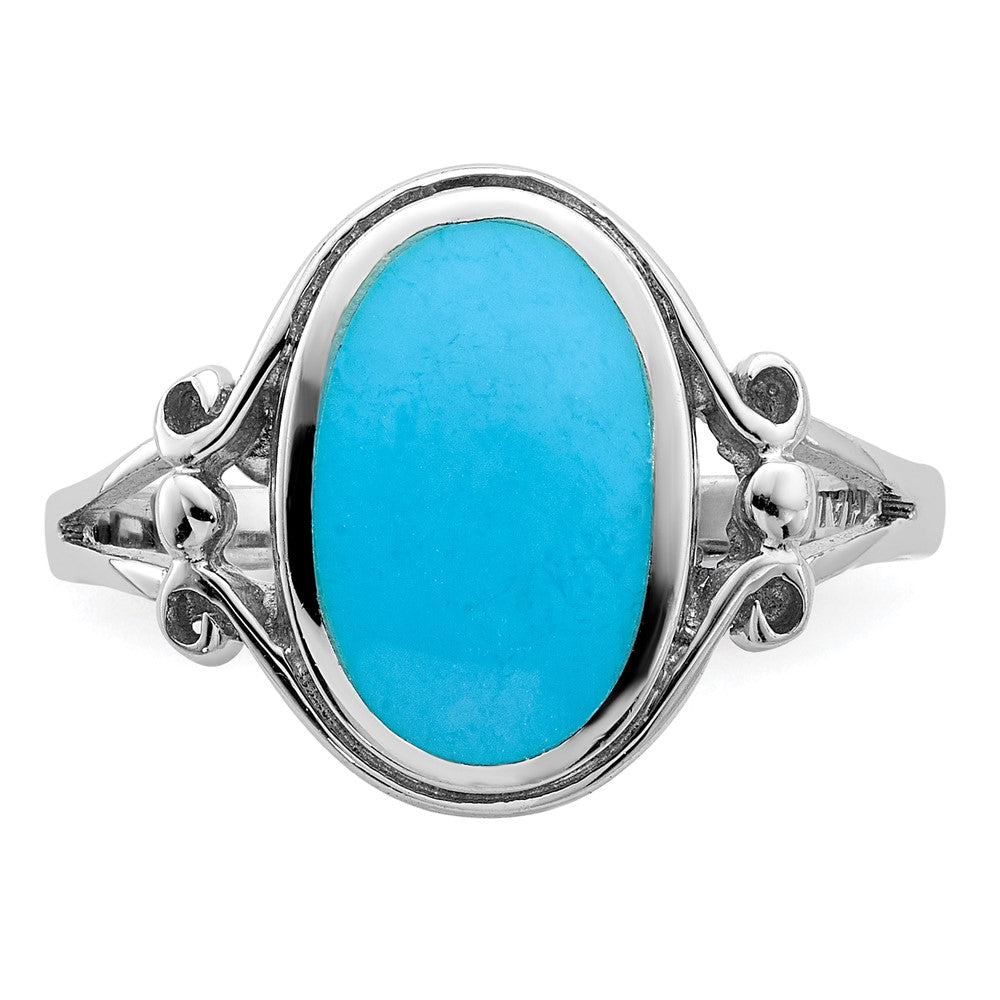 Sterling Silver Rhodium-plated Polished Synthetic Turquoise Ring - 3