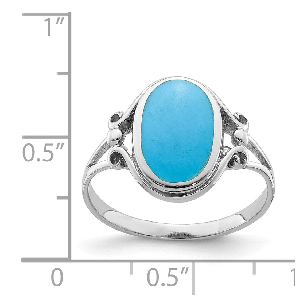 Sterling Silver Rhodium-plated Polished Synthetic Turquoise Ring - 3