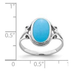 Sterling Silver Rhodium-plated Polished Synthetic Turquoise Ring