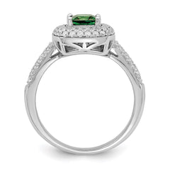 Pure Fire Sterling Silver Rhod-plated White & Green CZ Ring