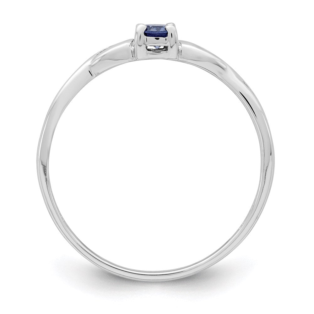 Sterling Silver Rhodium-plated Blue Color & White CZ Ring - 3