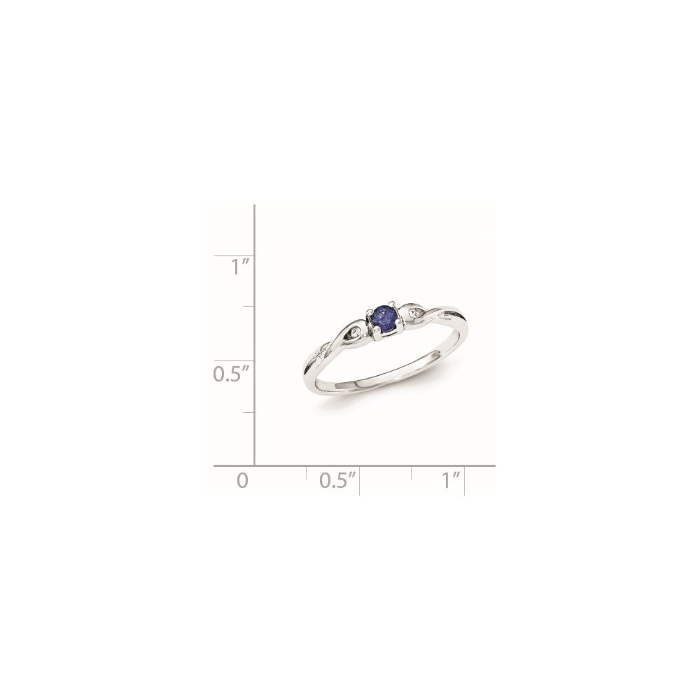 Sterling Silver Rhodium-plated Blue Color & White CZ Ring - 3