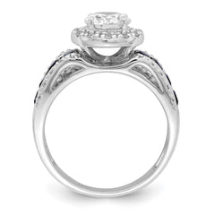 Sterling Silver Rhodium-plated CZ and Lab Created Sapphire Ring - 3