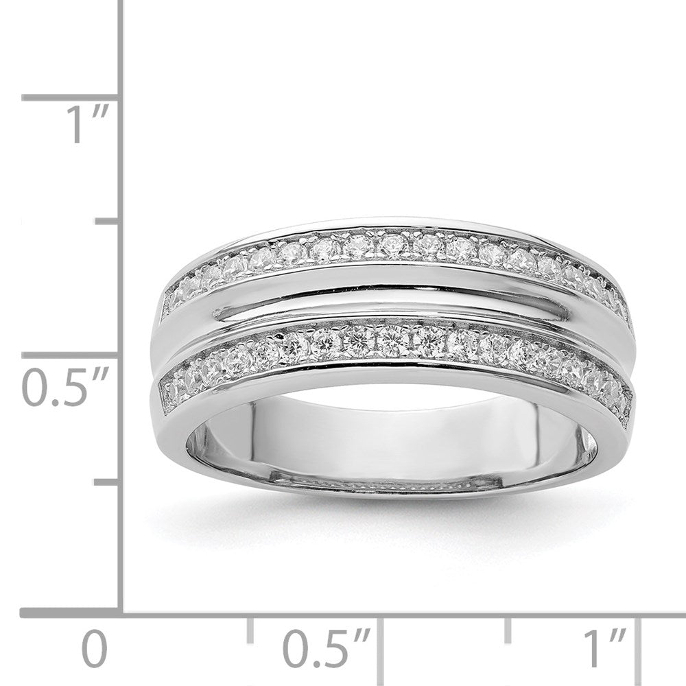 Sterling Silver Rhodium-plated and CZ Ring - 9