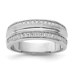 Sterling Silver Rhodium-plated and CZ Ring - 9
