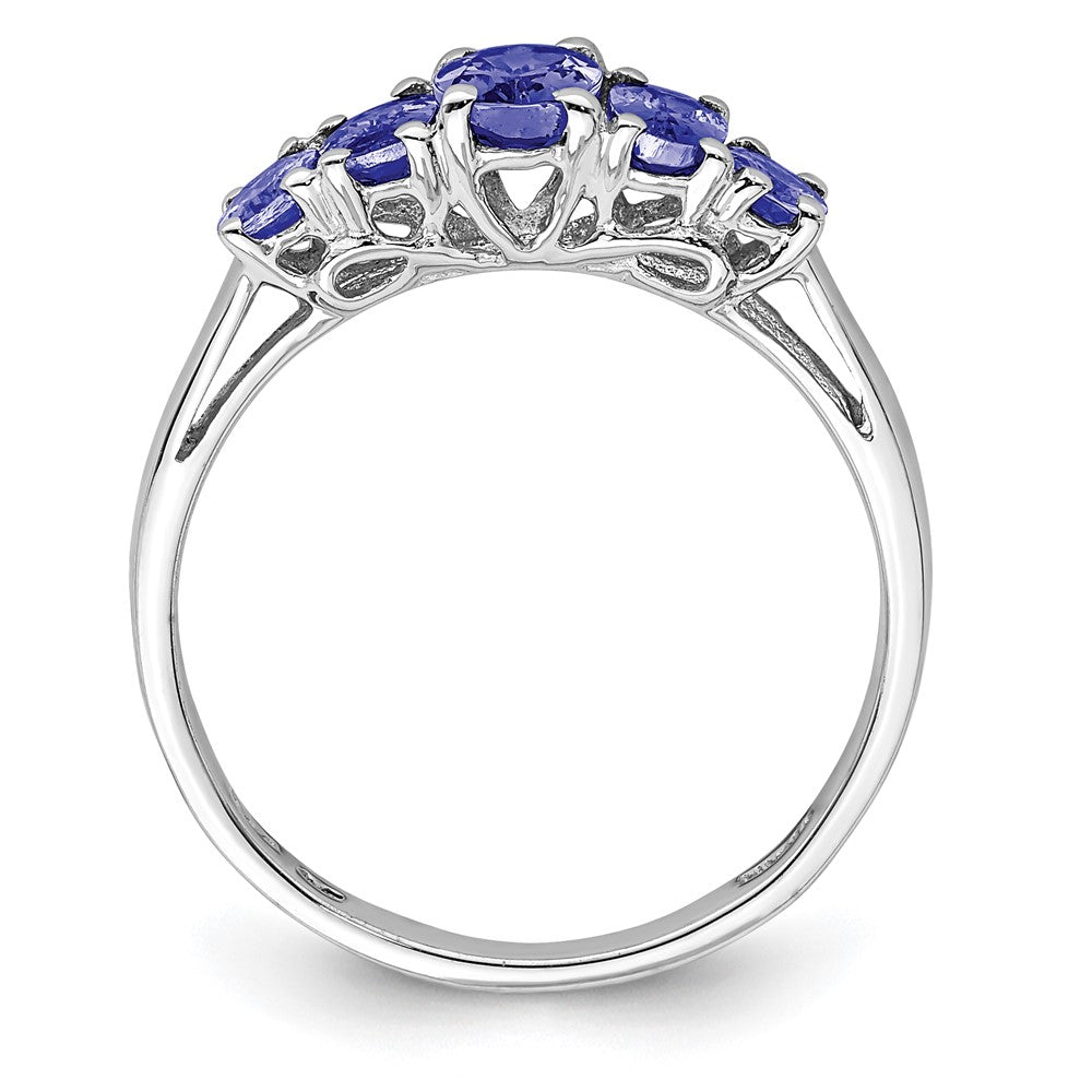 Sterling Silver Rhodium 5-Stone Oval Tanzanite Ring - 3