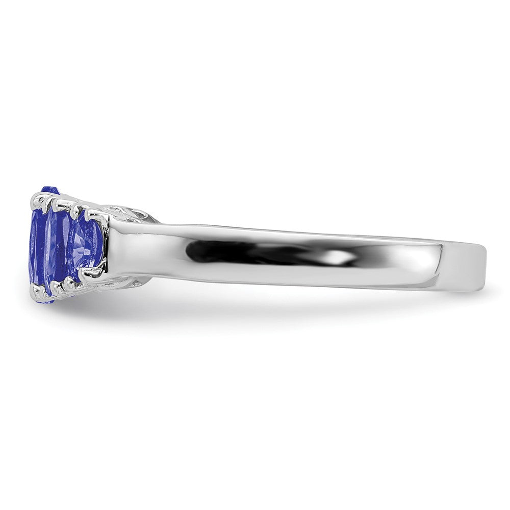 Sterling Silver Rhodium 5-Stone Oval Tanzanite Ring - 3