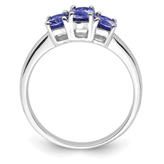 Sterling Silver Rhodium 3-Stone Tanzanite Ring - 3