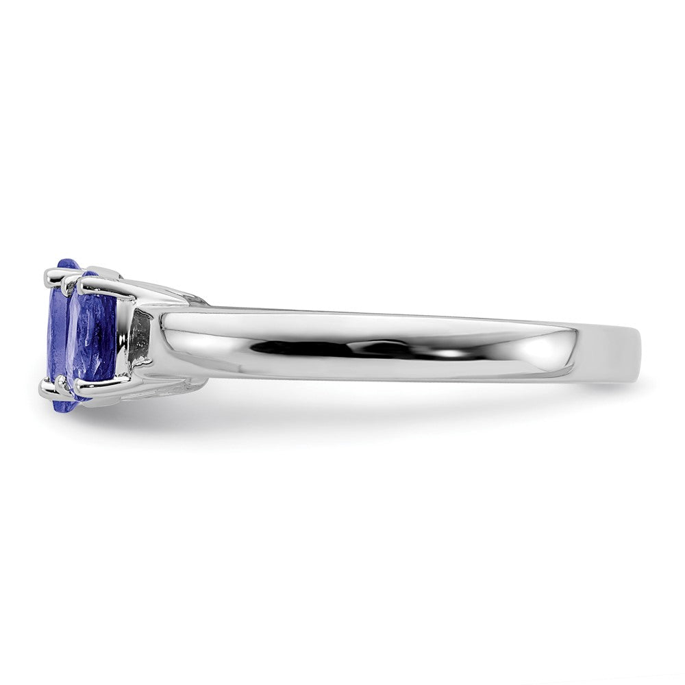 Sterling Silver Rhodium 3-Stone Tanzanite Ring - 3