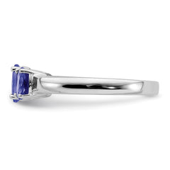 Sterling Silver Rhodium 3-Stone Tanzanite Ring - 3