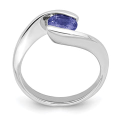 Sterling Silver Rhodium Round Tanzanite Bypass Ring - 2