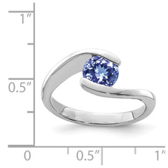 Sterling Silver Rhodium Round Tanzanite Bypass Ring - 2
