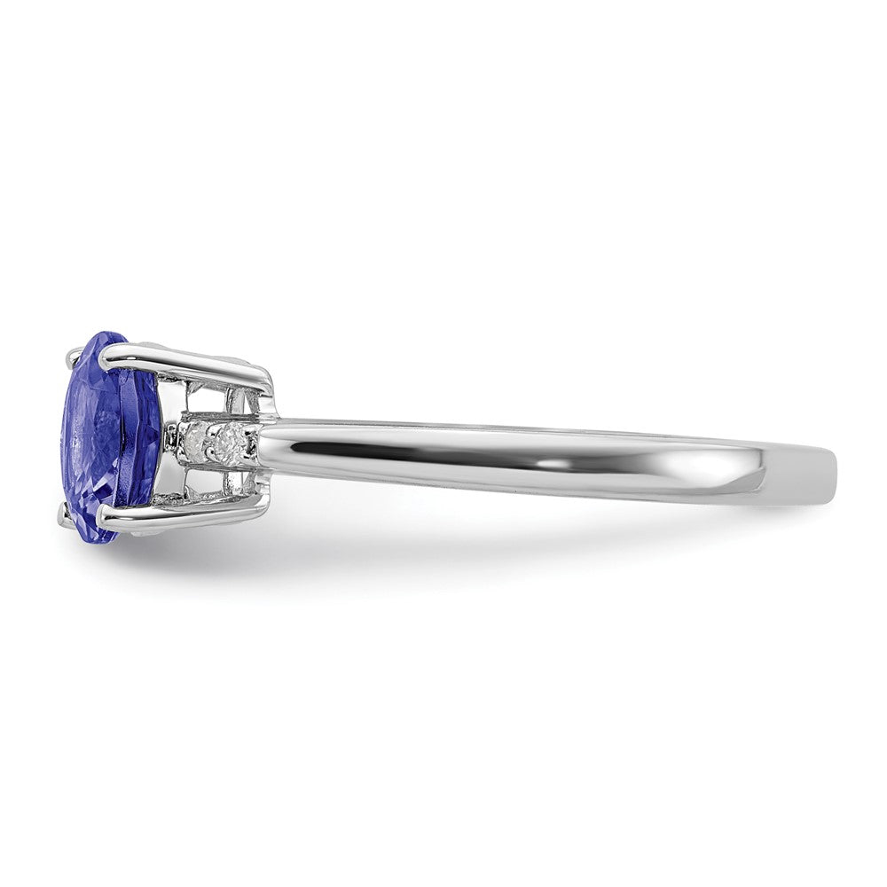 Sterling Silver Rhodium Round Tanzanite & Diam. Ring - 3