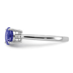 Sterling Silver Rhodium Round Tanzanite & Diam. Ring - 3