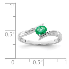 Sterling Silver Rhodium-plated Emerald and Diamond Ring - 3