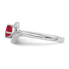 Sterling Silver Rhodium-plated Ruby and Diamond Ring - 2
