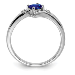 Sterling Silver Rhodium-plated Sapphire and Diamond Ring - 3