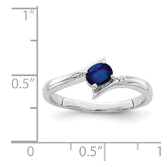Sterling Silver Rhodium-plated Sapphire and Diamond Ring - 3