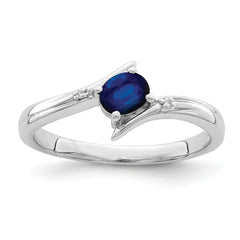 Sterling Silver Rhodium-plated Sapphire and Diamond Ring - 3