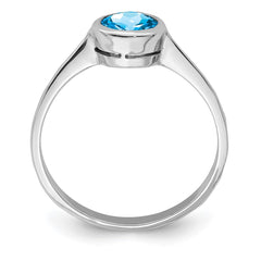 Sterling Silver Rhodium Blue Topaz Ring - 15