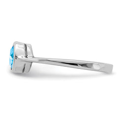 Sterling Silver Rhodium Blue Topaz Ring - 16