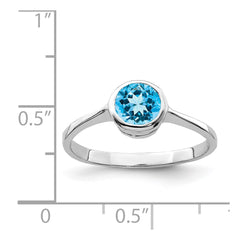 Sterling Silver Rhodium Blue Topaz Ring - 15