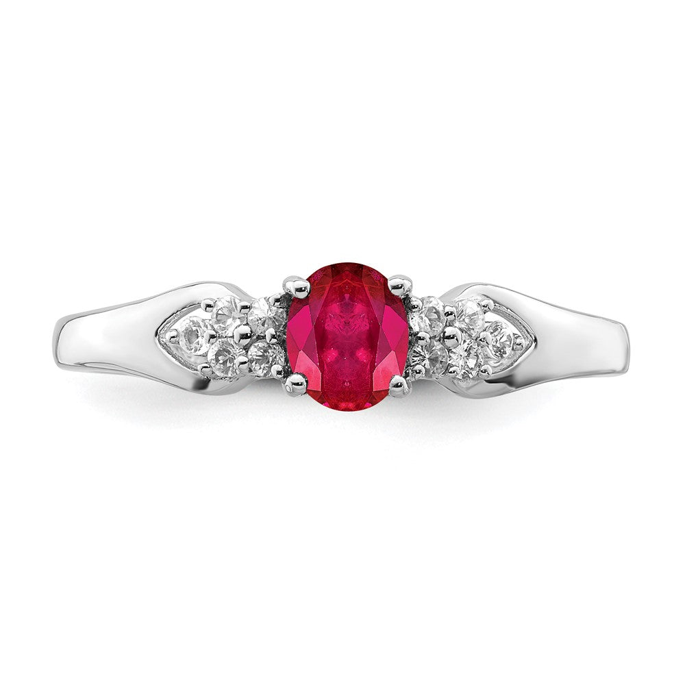 Sterling Silver Rhodium-plated Ruby and White Sapphire Ring - 3