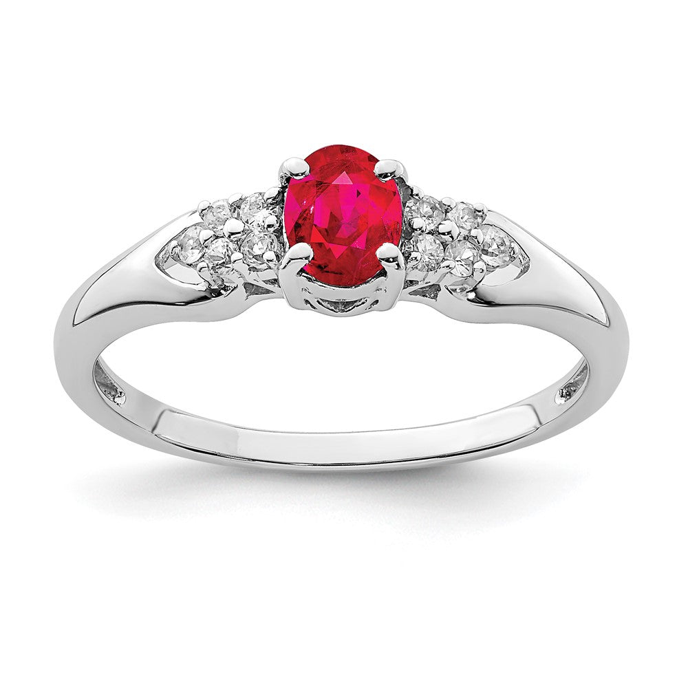 Sterling Silver Rhodium-plated Ruby and White Sapphire Ring - 2