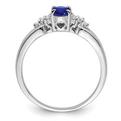 Sterling Silver Rhodium-plated Blue and White Sapphire Ring - 3