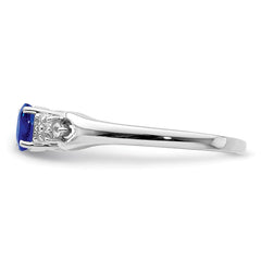 Sterling Silver Rhodium-plated Blue and White Sapphire Ring - 3