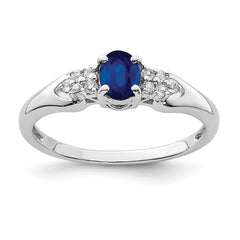 Sterling Silver Rhodium-plated Blue and White Sapphire Ring - 3