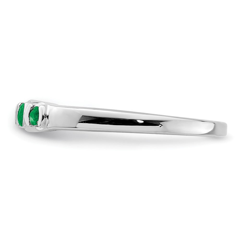 Sterling Silver Rhodium-plated Polished Emerald 3 Stone Ring - 3