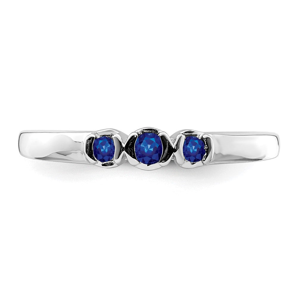 Sterling Silver Rhodium-plated Polished Sapphire Ring - 3