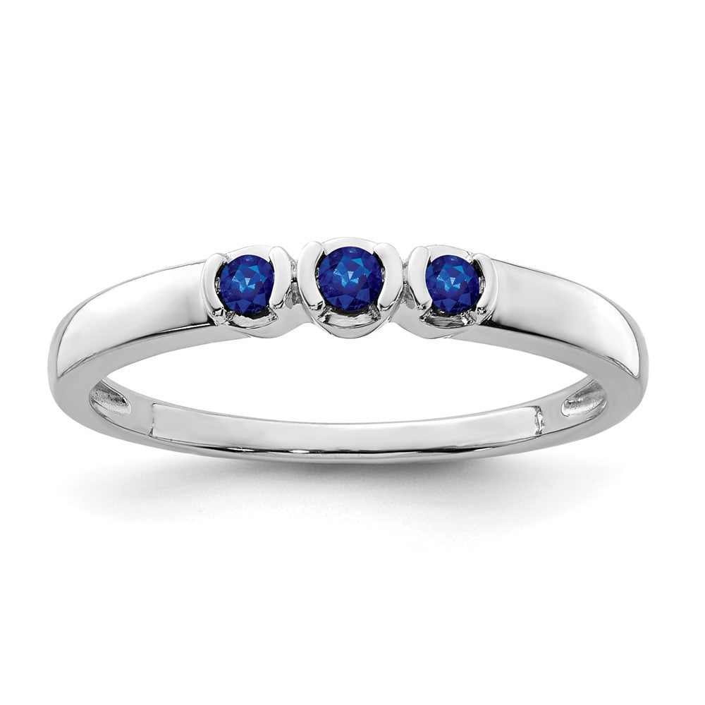 Sterling Silver Rhodium-plated Polished Sapphire Ring - 3