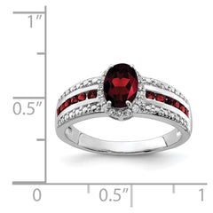 Sterling Silver Rhodium-plated Garnet and White Topaz Ring - 2