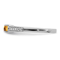 Sterling Silver Rhodium-plated Citrine and White Topaz Ring - 2