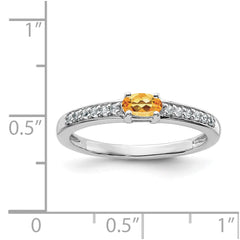 Sterling Silver Rhodium-plated Citrine and White Topaz Ring - 2