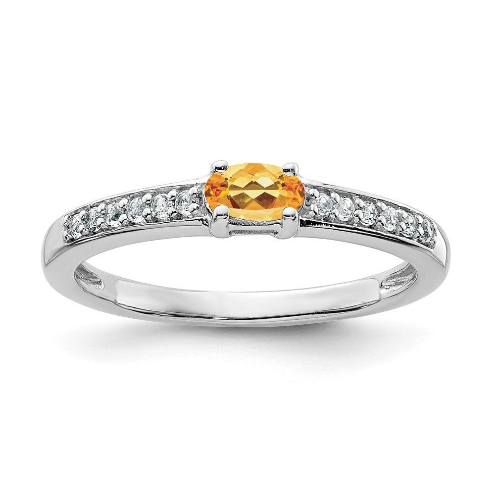 Sterling Silver Rhodium-plated Citrine and White Topaz Ring - 2