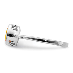 Sterling Silver Rhodium-plated Polished Citrine Round Ring - 3