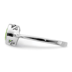 Sterling Silver Rhodium-plated Polished Peridot Round Ring - 2