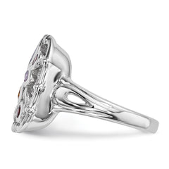 Sterling Silver Rhodium-plated Multi Gemstone Ring - 4