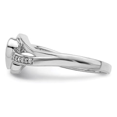 Sterling Silver Rhodium Plated Diamond Heart Ring - 9