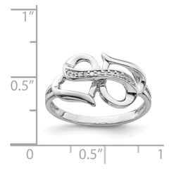 Sterling Silver Rhodium Plated Diamond Double Heart Ring - 3