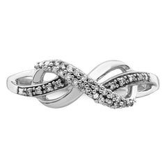 Sterling Silver Rhodium Plated Diamond Infinity Ring - 3
