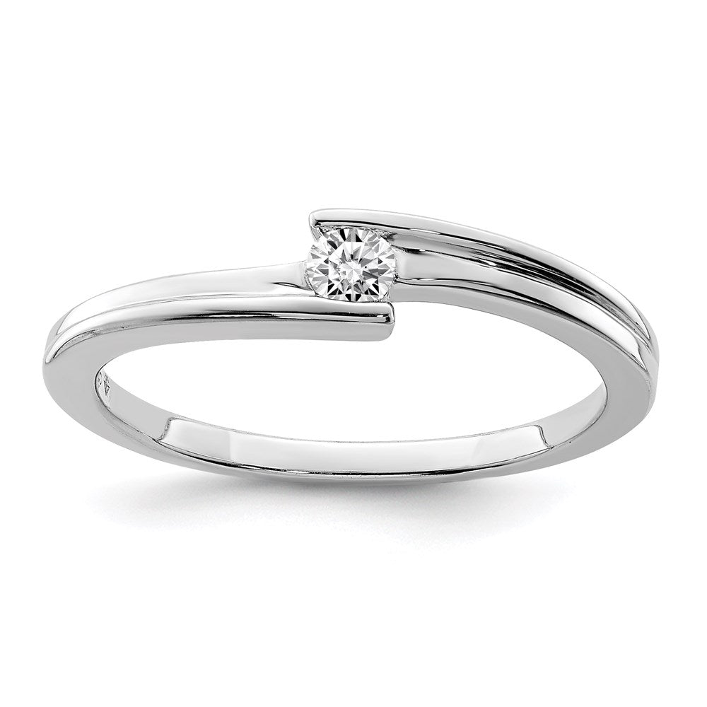 Sterling Silver Rhodium Plated Polished Diamond Ring - 2