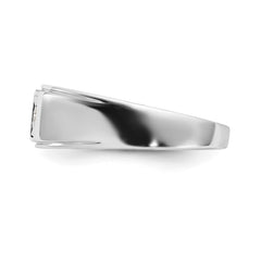 Sterling Silver Rhodium Plated Men's Polished Diam. Ring - 3