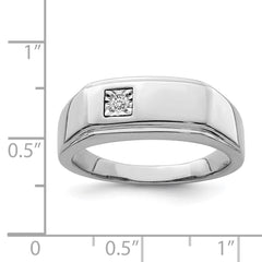 Sterling Silver Rhodium Plated Men's Polished Diam. Ring - 4